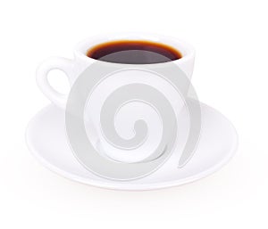 White cup of coffee on a saucer side view
