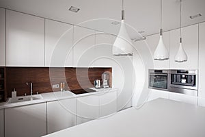 White cupboards and worktop