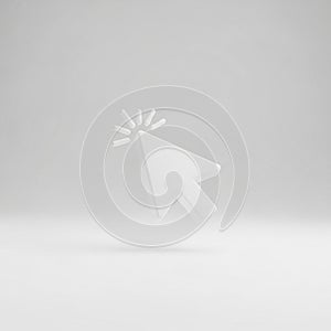 White Cursor Arrow Icon with Click Animation on Light Gray Background pointer mouse