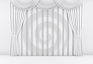 White curtain or drapes background. 3d render