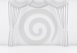 White curtain or drapes background. 3d render