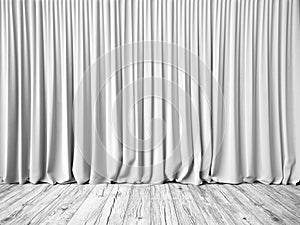 White curtains and floor background