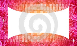 white curved screen on white stacked ovals and blur and fade rounded rectangle sort by length on pink and orange rose flowers