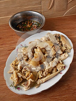 White cut chicken with ginger onion soy sauce