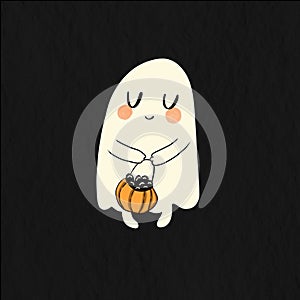 White cute ghost halloween illustration