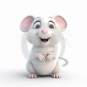 White Cute Rat On A White Background In Daz3d Style