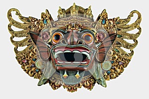White Cutout of Balinese Demon Wooden Hanging Mask