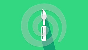White Cutter tool icon isolated on green background. Sewing knife with blade. 4K Video motion graphic animation
