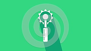 White Cutter tool icon isolated on green background. Sewing knife with blade. 4K Video motion graphic animation