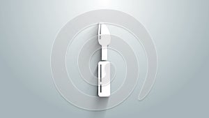 White Cutter tool icon isolated on grey background. Sewing knife with blade. 4K Video motion graphic animation