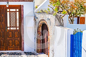 White cycladic architecture in Santorini island, Greece