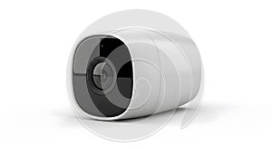 White Cylindrical Security Camera on White Background