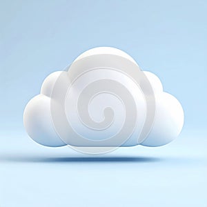 White 3D Cloud Icon on Light Blue Background