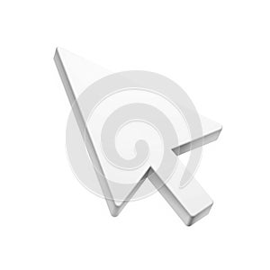 White 3D Computer Mouse Cursor Arrow on a White Background pointer