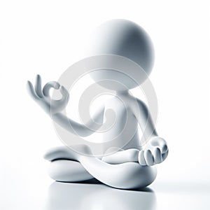 White 3D figure fazendo yoga, em fundo branco. AI generated photo