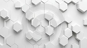 White 3D Hexagon Pattern with Geometric Shapes