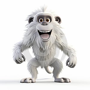 Jolly White Monkey: 3d Rendered Cartoon In 8k Resolution photo