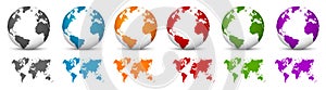 White 3D Vector Globe with World Map in Same Color. Planet Earth