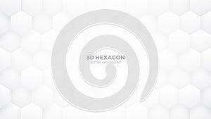 White 3D Vector Hexagon Pattern Abstract Background