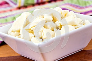 White dairy cheese curd