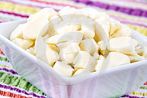 White dairy cheese curd