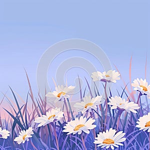 White Daisies in a Field Painting