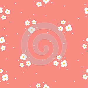 White daisies on a red background. Cheerful children's background