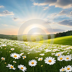 white daisies in the spring season. AI-Generated