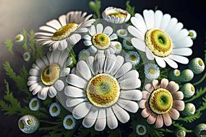 White daisy background, beautiful natural flower chamomile decoration, summer card Generative AI