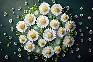 White daisy background, beautiful natural flower chamomile decoration, summer card Generative AI