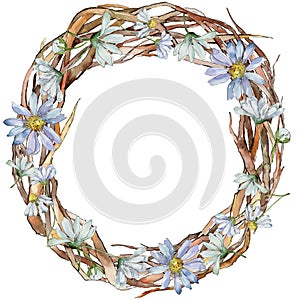 White daisy. Floral botanical flower. Frame border ornament square.