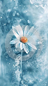 White daisy flower with water droplets