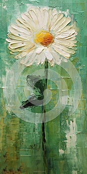 White Daisy Painting With Impasto Texture And Faith-inspired Art