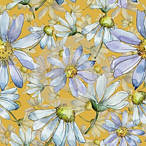 White daisy. Seamless background pattern. Fabric wallpaper print texture.