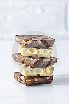 White and dark nut chocolate