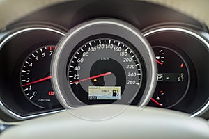 White dashboard of new car