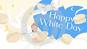 White Day Celebration vector illustration on the 14th march