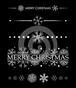 White decorations with snowflakes - merry christmas - vector set