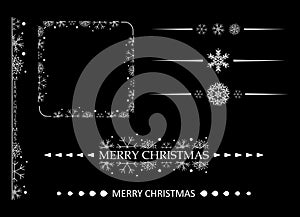 White decorative borders with snowflakes - merry christmas - vector set