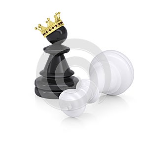 White defeated chess king is near black pawns