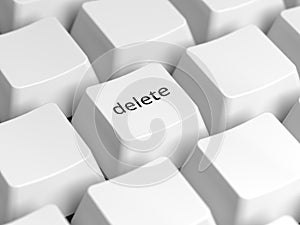 White delete key. Button.