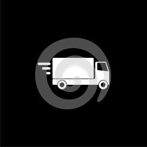 Delivery or cargo truck icon or logo on dark background