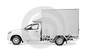 White delivery truck with blank sides ready for custom text or l