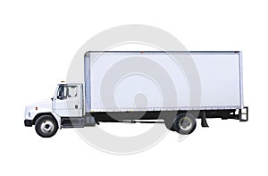 White Delivery Truck isolated photo