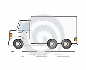 White Delivery Van on white background