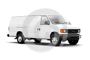 White Delivery Van on White with drop shadow
