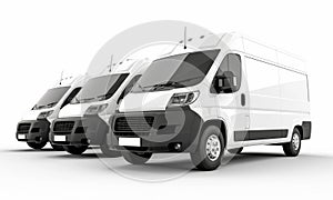 White delivery vans isolated from white background