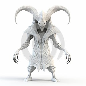 White Demon With Horns: A Stunning 3d Supernatural Creature