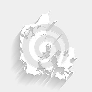 White Denmark map on gray background, vector