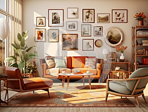 White design sofa home furniture table interior modern apartment room wall